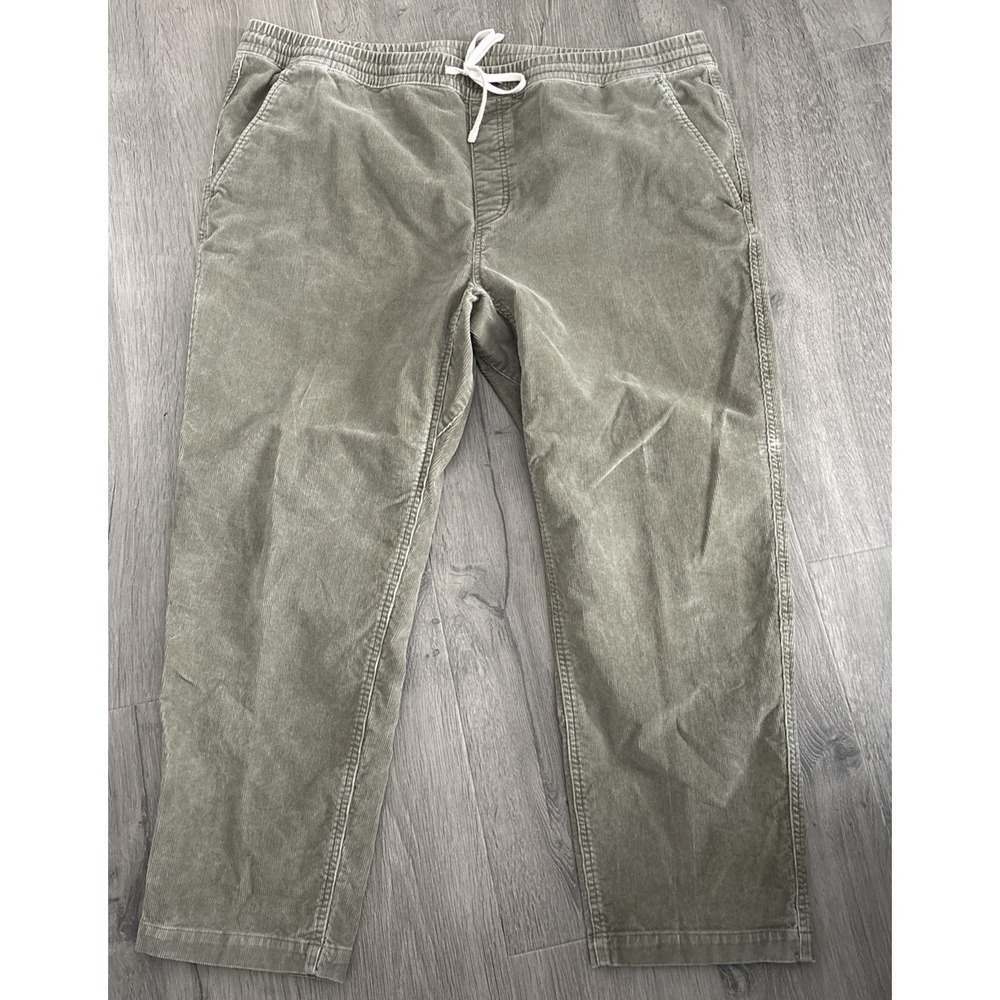 Lands' End Mens XXL Coastal Corduroy Pull On Deck Pants greenish color drawstrin